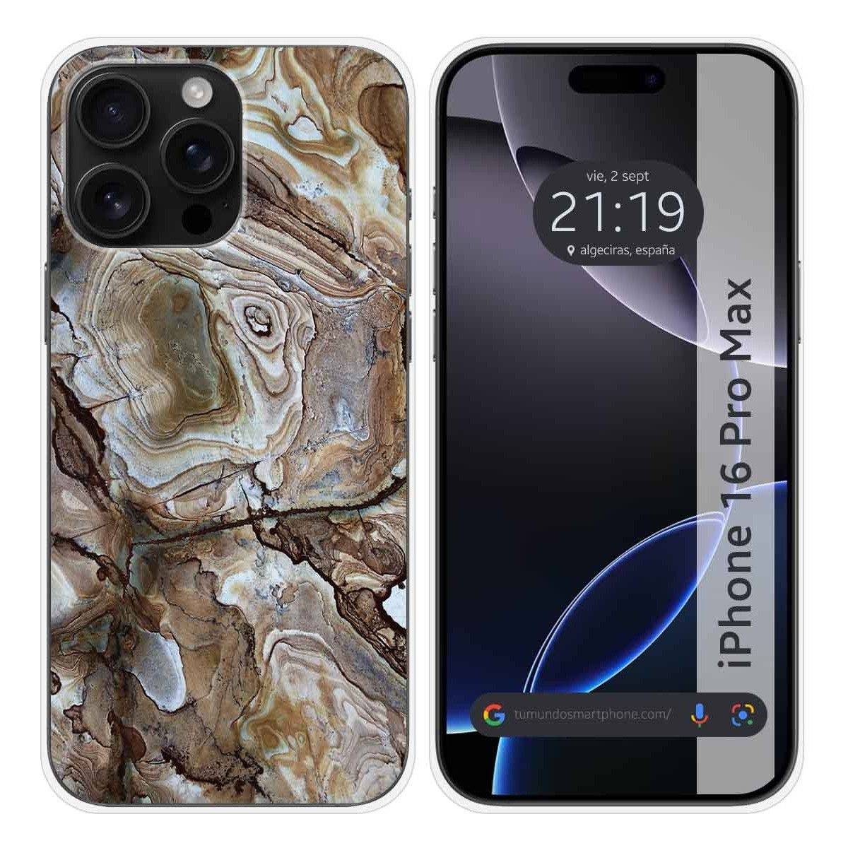 Funda Silicona para Iphone 16 Pro Max (6.9) diseño Mármol 14 Dibujos