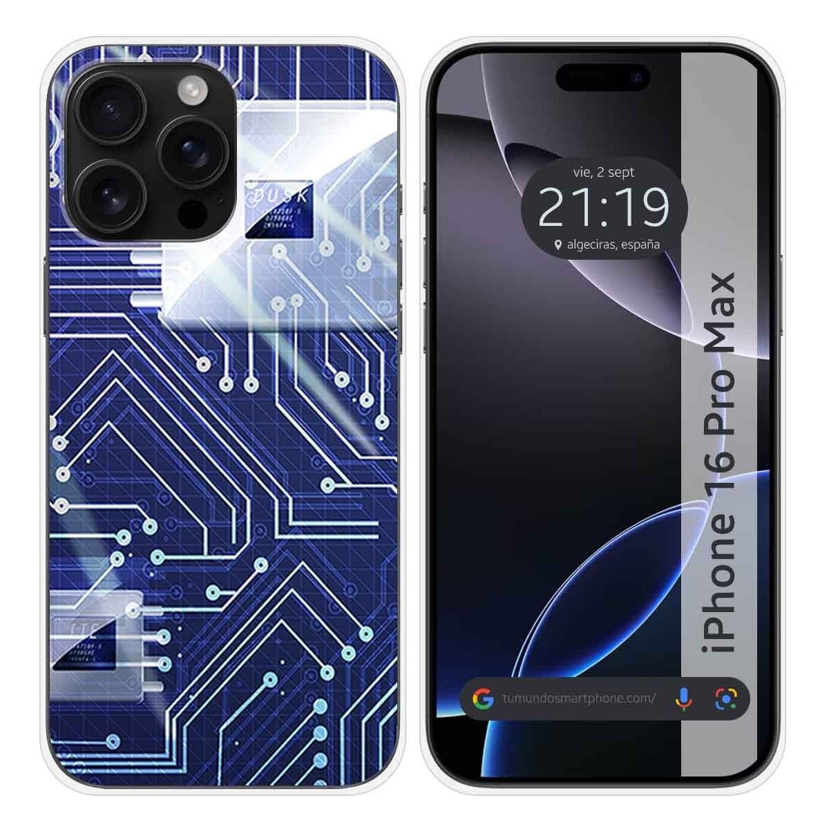 Funda Silicona para Iphone 16 Pro Max (6.9) diseño Circuito Dibujos