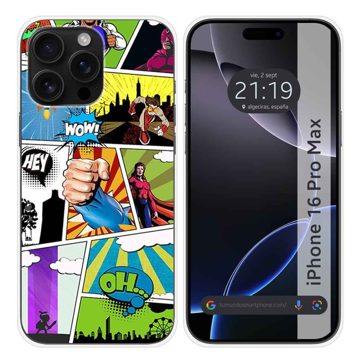 Funda Silicona para Iphone 16 Pro Max (6.9) diseño Comic Dibujos