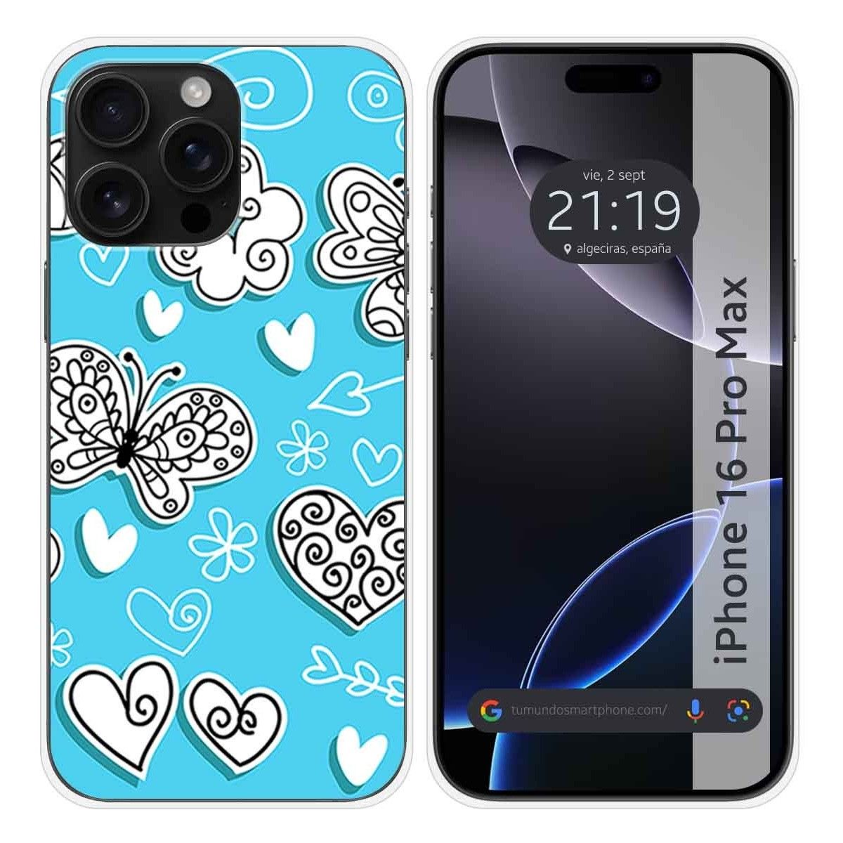 Funda Silicona para Iphone 16 Pro Max (6.9) diseño Mariposas Dibujos