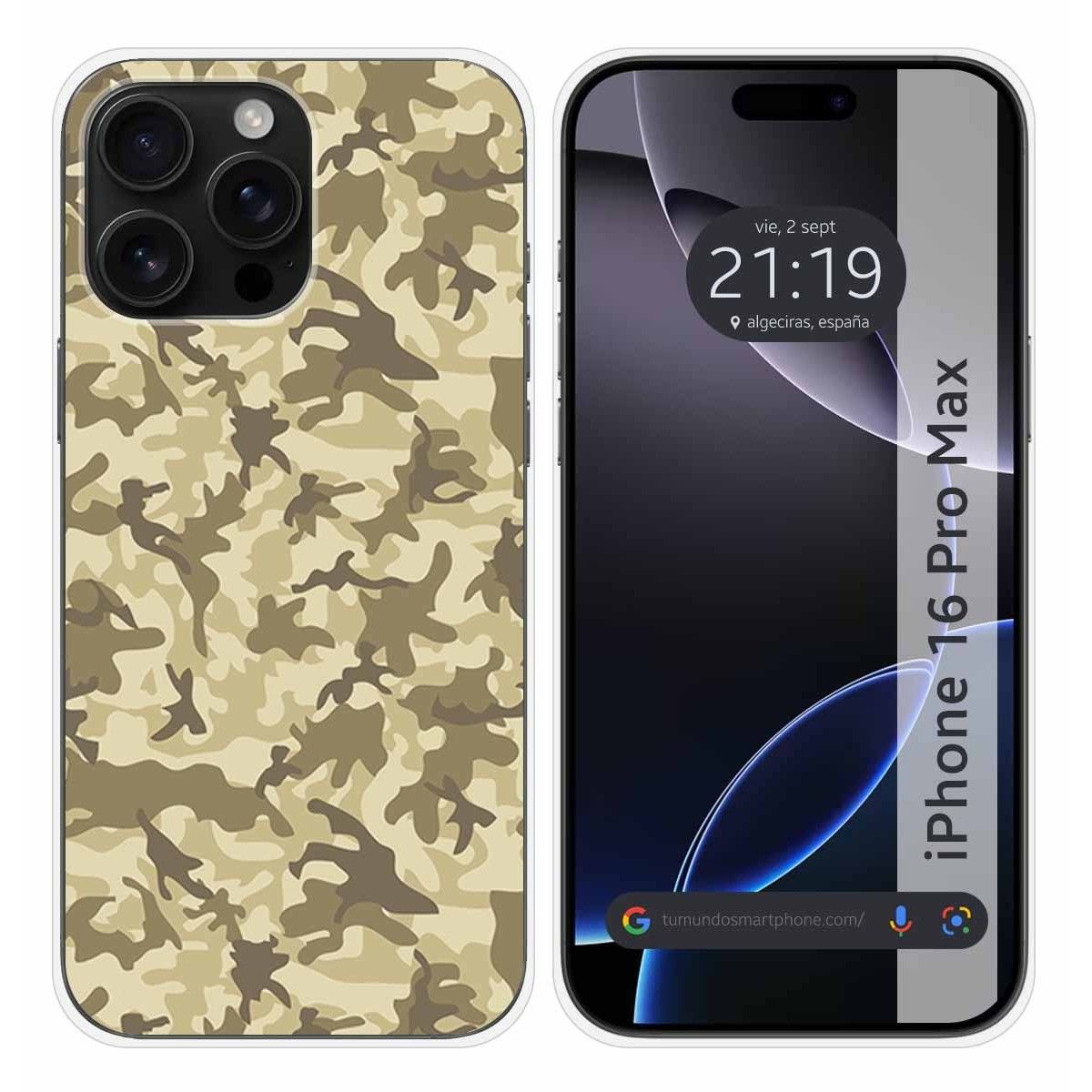 Funda Silicona para Iphone 16 Pro Max (6.9) diseño Sand Camuflaje Dibujos