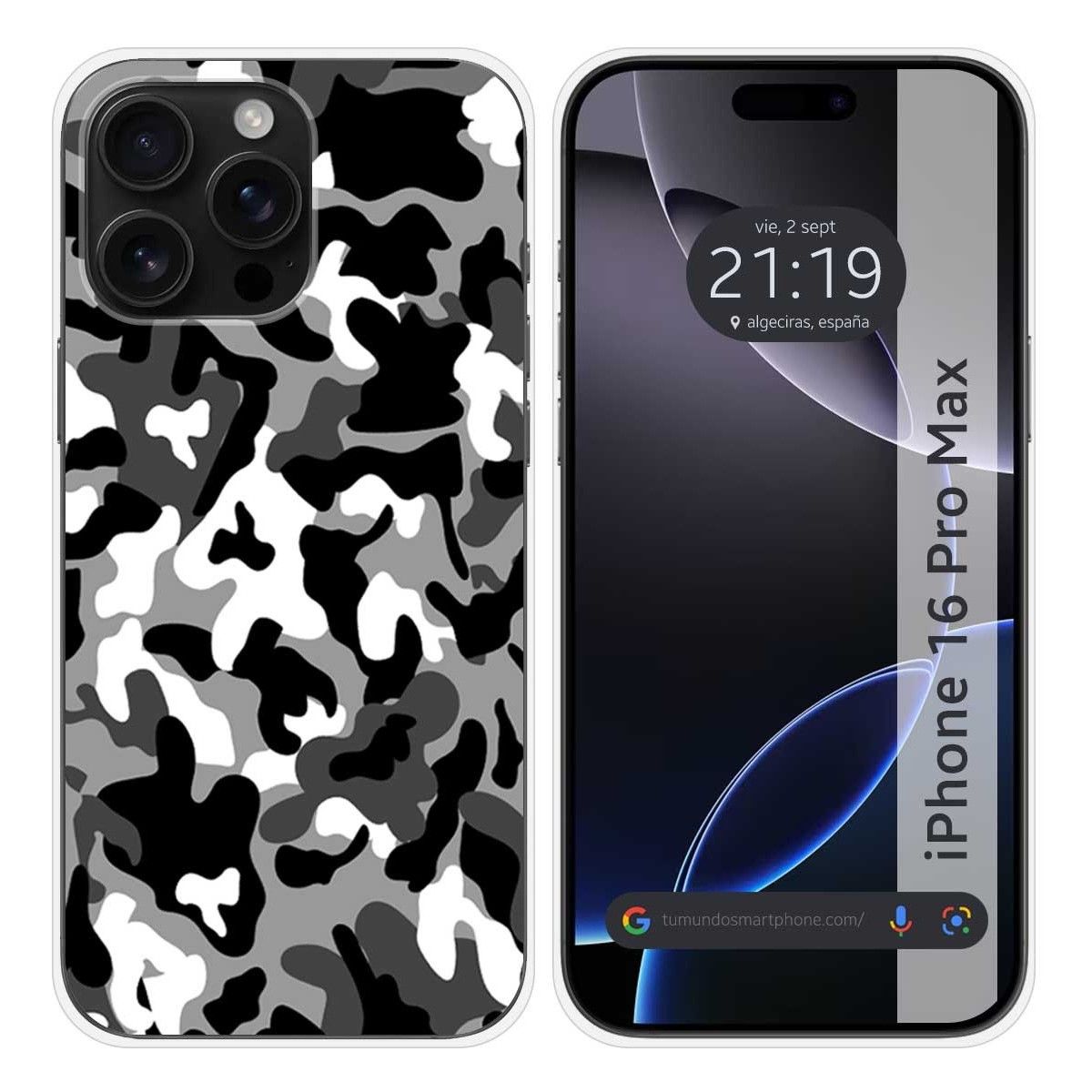 Funda Silicona para Iphone 16 Pro Max (6.9) diseño Snow Camuflaje Dibujos