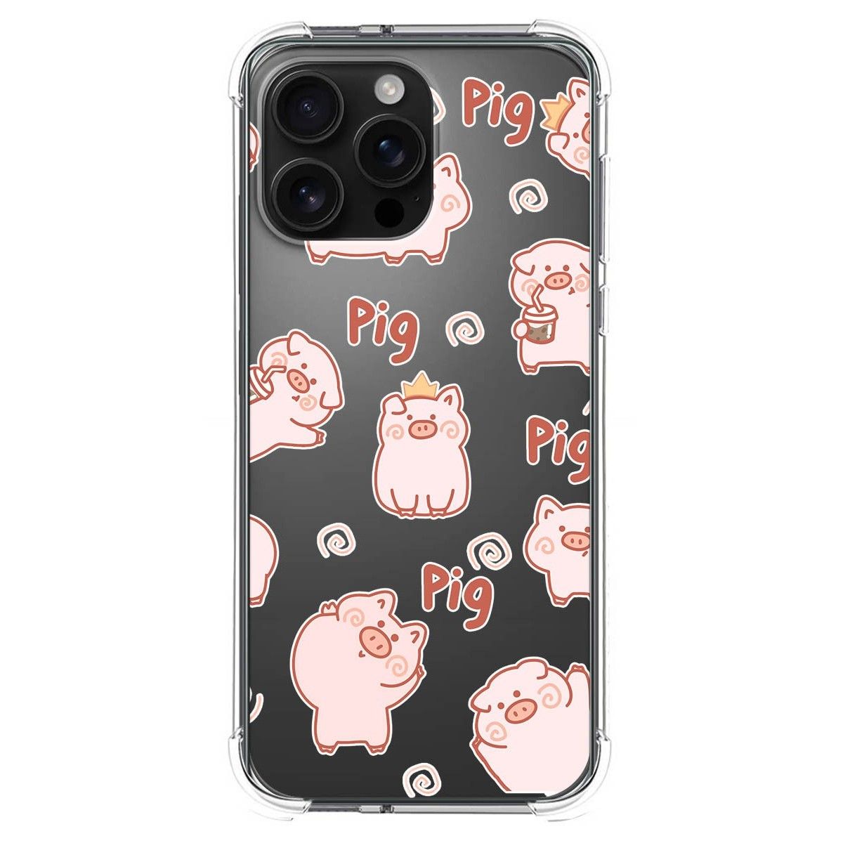 Funda Silicona Antigolpes para Iphone 16 Pro Max (6.9) diseño Cerdos Dibujos