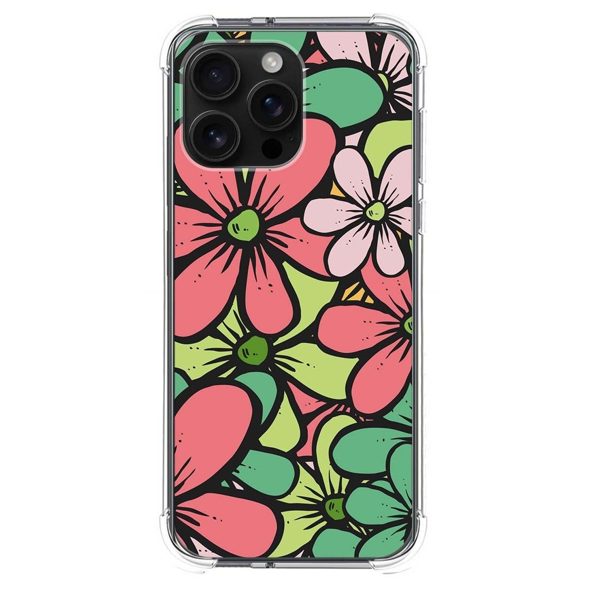 Funda Silicona Antigolpes para Iphone 16 Pro Max (6.9) diseño Flores 02 Dibujos