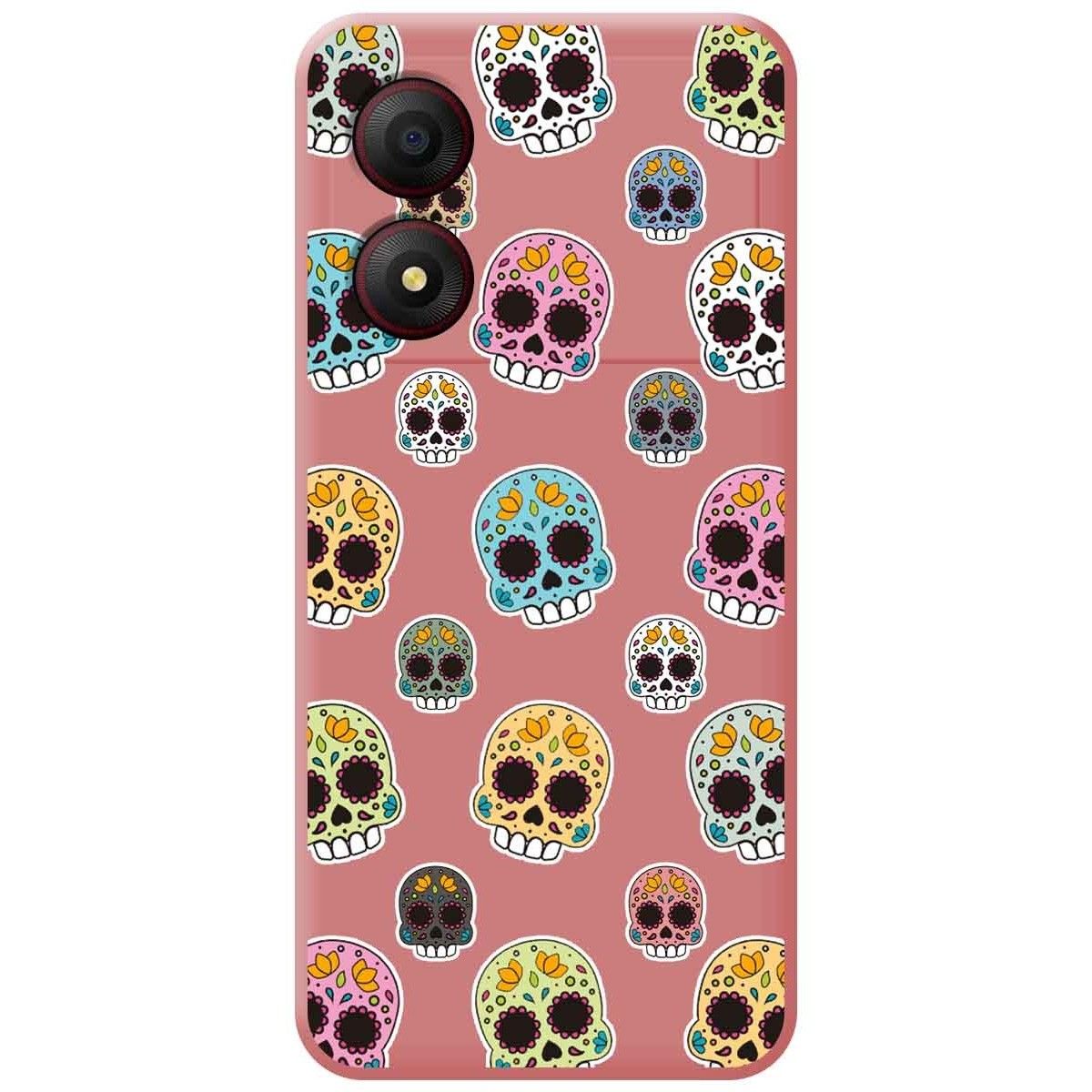 Funda Silicona Líquida Rosa para Zte Blade A34 4G diseño Catrina Dibujos