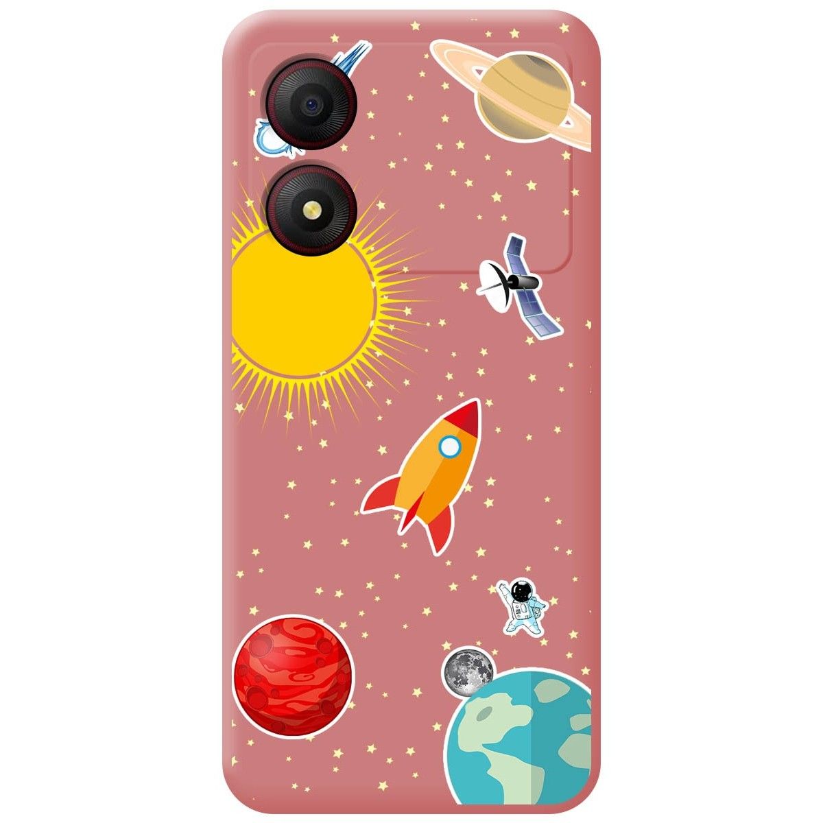 Funda Silicona Líquida Rosa para Zte Blade A34 4G diseño Espacio Dibujos