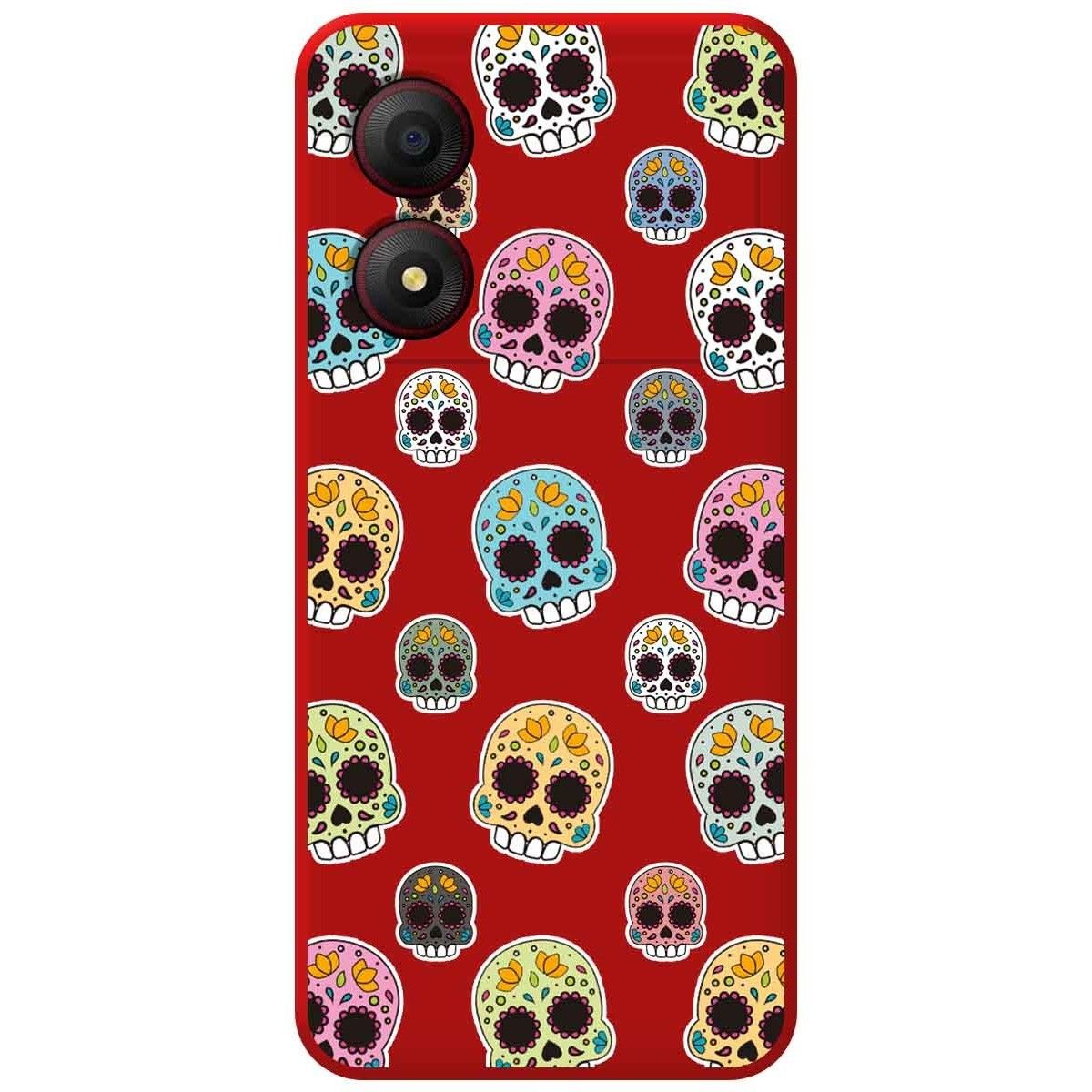 Funda Silicona Líquida Roja para Zte Blade A34 4G diseño Catrina Dibujos