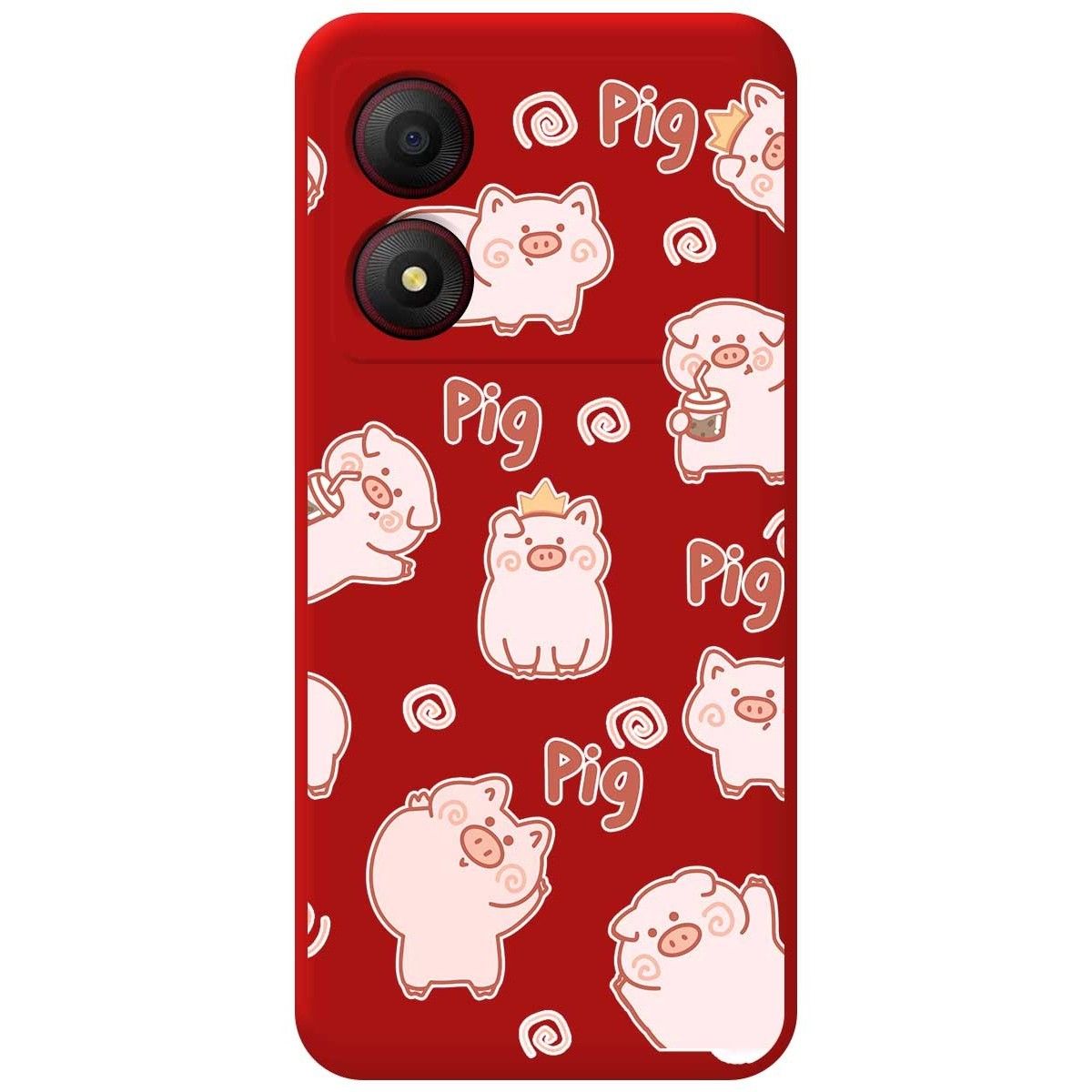 Funda Silicona Líquida Roja para Zte Blade A34 4G diseño Cerdos Dibujos