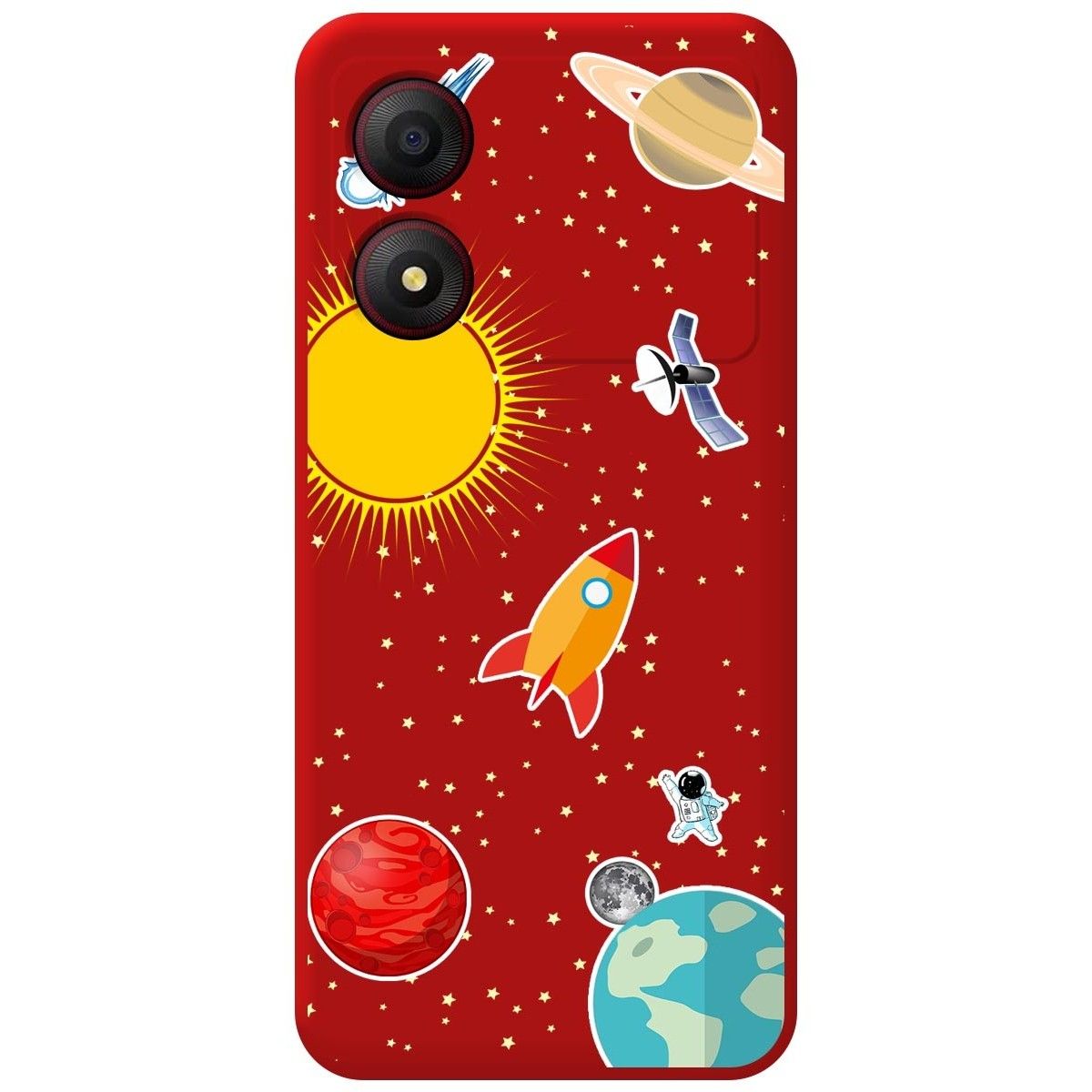 Funda Silicona Líquida Roja para Zte Blade A34 4G diseño Espacio Dibujos