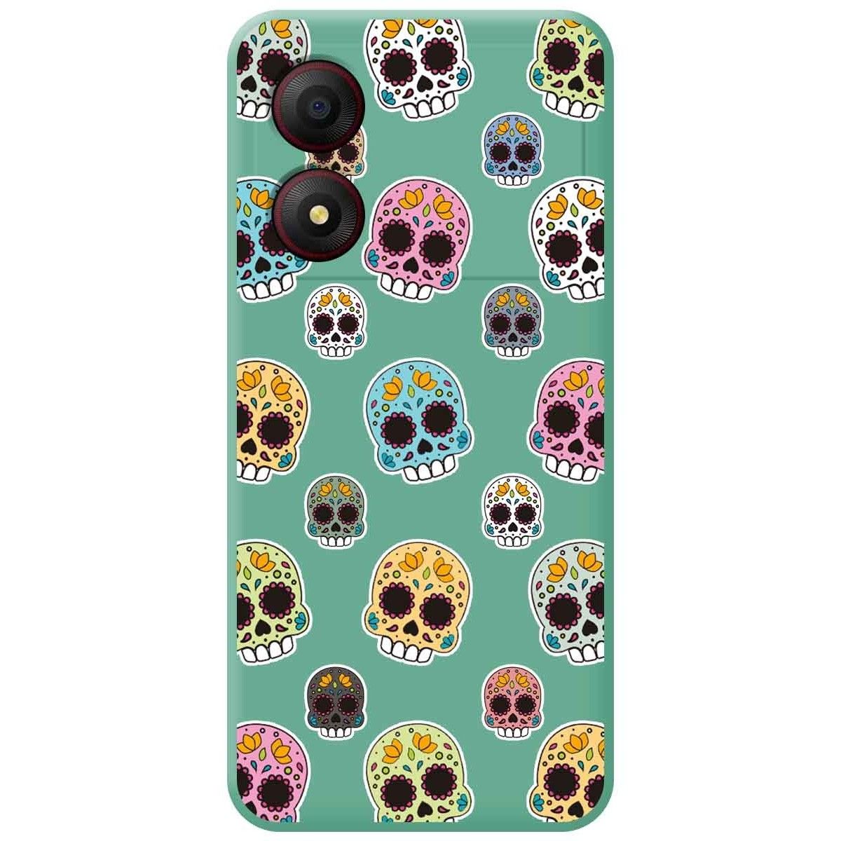 Funda Silicona Líquida Verde para Zte Blade A34 4G diseño Catrina Dibujos