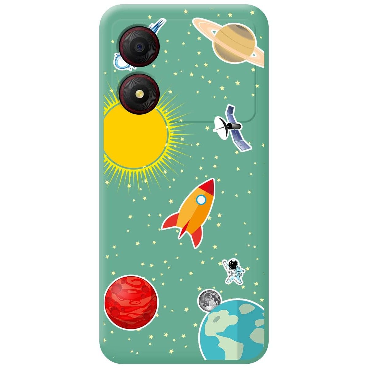 Funda Silicona Líquida Verde para Zte Blade A34 4G diseño Espacio Dibujos