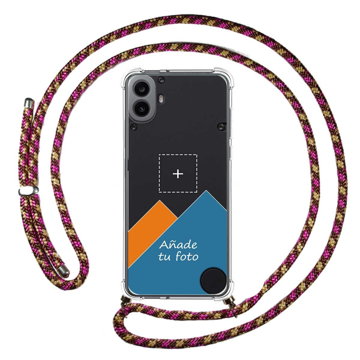 Personaliza tu Funda Colgante Transparente para Nothing CMF Phone 1 con Cordon Rosa / Dorado Dibujo Personalizada