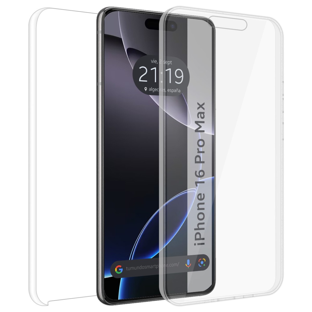 Funda Doble Transparente Pc + Tpu Full Body 360 para Iphone 16 Pro Max (6.9)