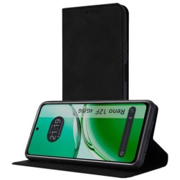 Funda Libro de Polipiel con tarjetero para Oppo Reno 12F 4G / 12 F 5G color Negra