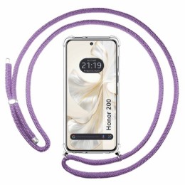 Funda Colgante Transparente para Huawei Honor 200 5G con Cordon Morado