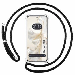 Funda Colgante Transparente para Huawei Honor 200 5G con Cordon Negro