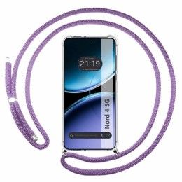 Funda Colgante Transparente para Oneplus Nord 4 5G con Cordon Morado