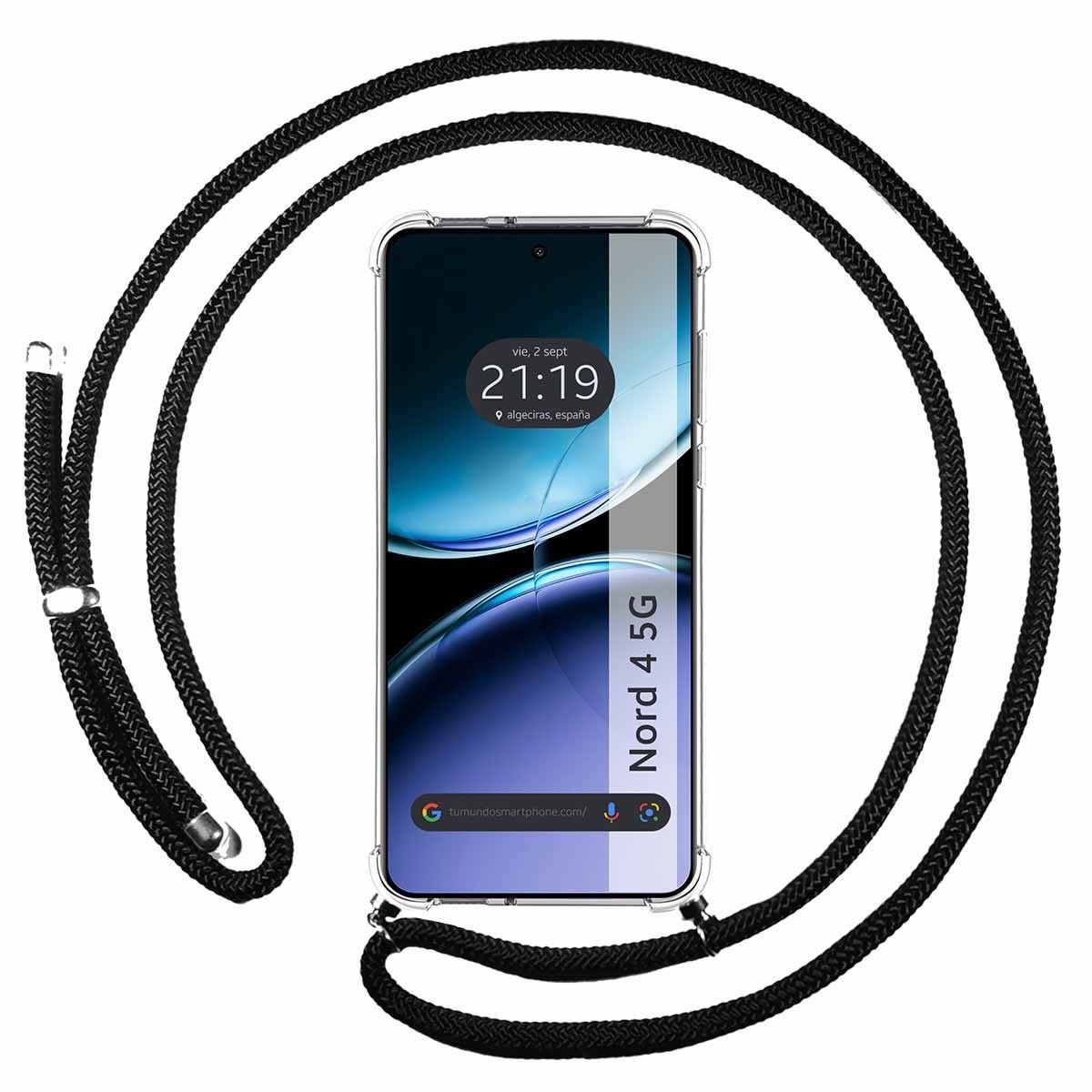 Funda Colgante Transparente para Oneplus Nord 4 5G con Cordon Negro