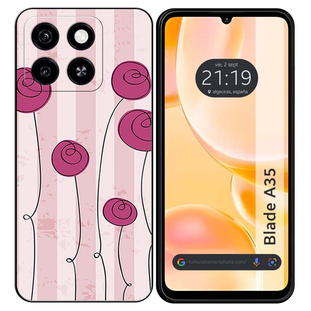 Funda Silicona para Zte Blade A35 / A55 diseño Flores Vintage Dibujos