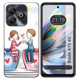 Funda Silicona para Zte Blade A75 4G diseño Café Dibujos