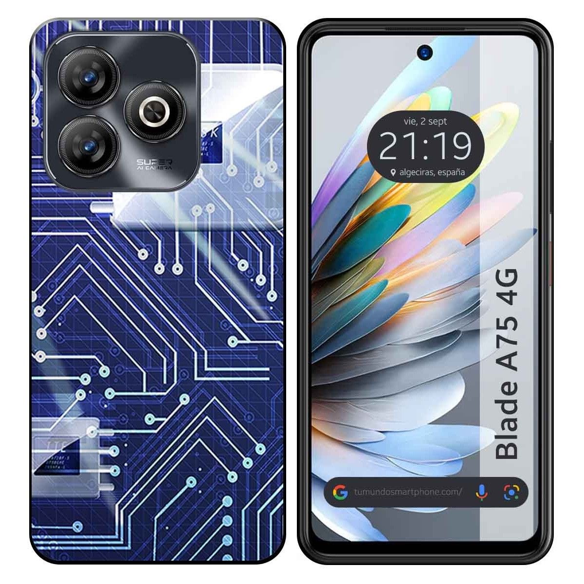 Funda Silicona para Zte Blade A75 4G diseño Circuito Dibujos