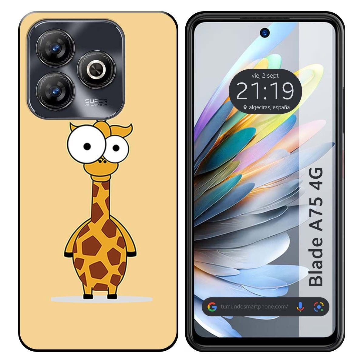 Funda Silicona para Zte Blade A75 4G diseño Jirafa Dibujos