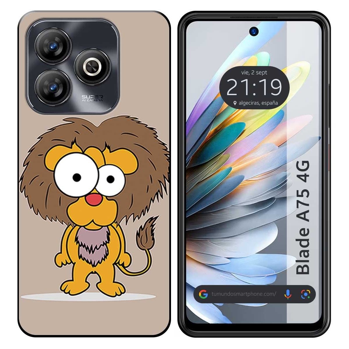 Funda Silicona para Zte Blade A75 4G diseño Leon Dibujos