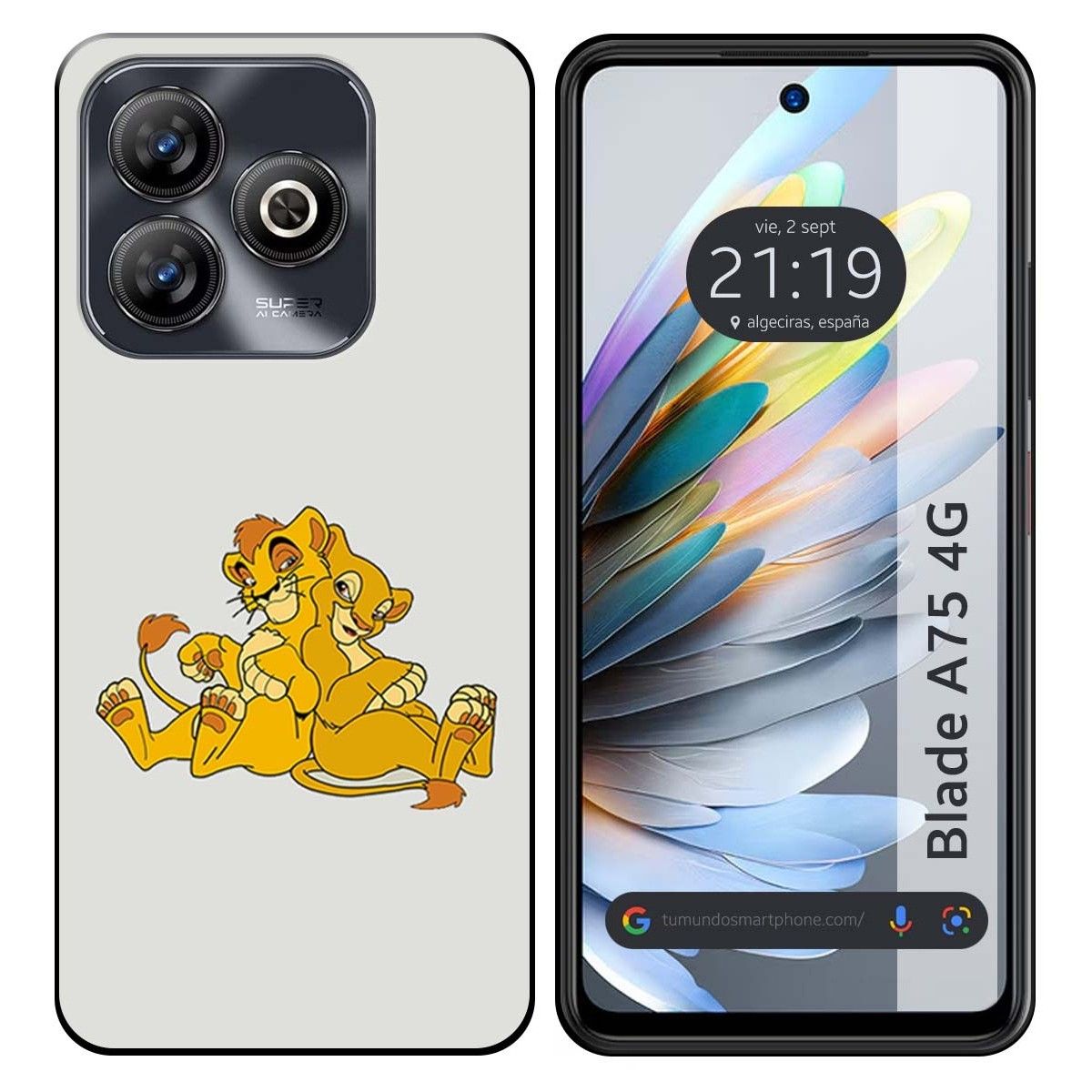 Funda Silicona para Zte Blade A75 4G diseño Leones Dibujos