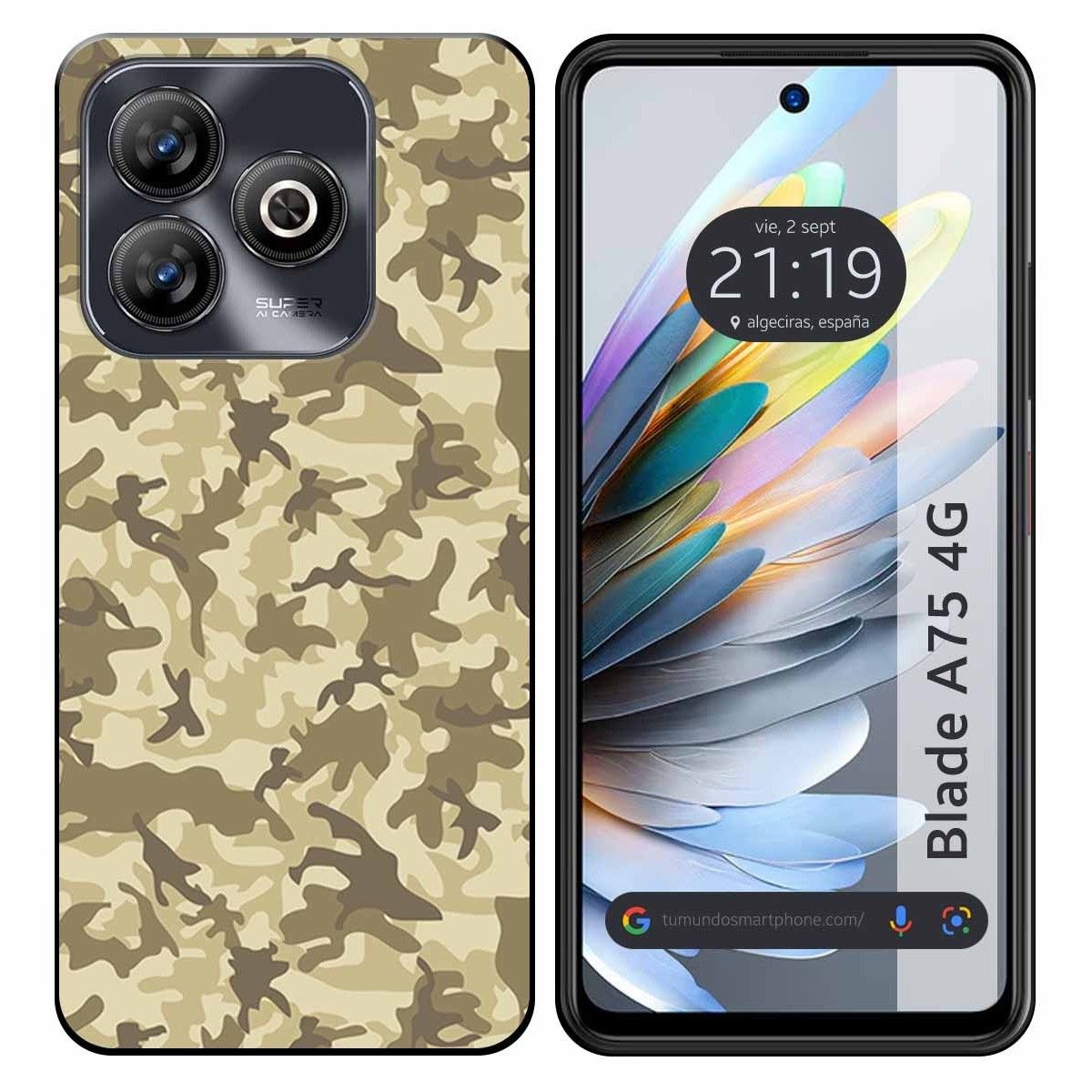 Funda Silicona para Zte Blade A75 4G diseño Sand Camuflaje Dibujos