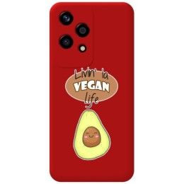 Funda Silicona Líquida Roja para Huawei Honor 200 Lite 5G diseño Vegan Life Dibujos