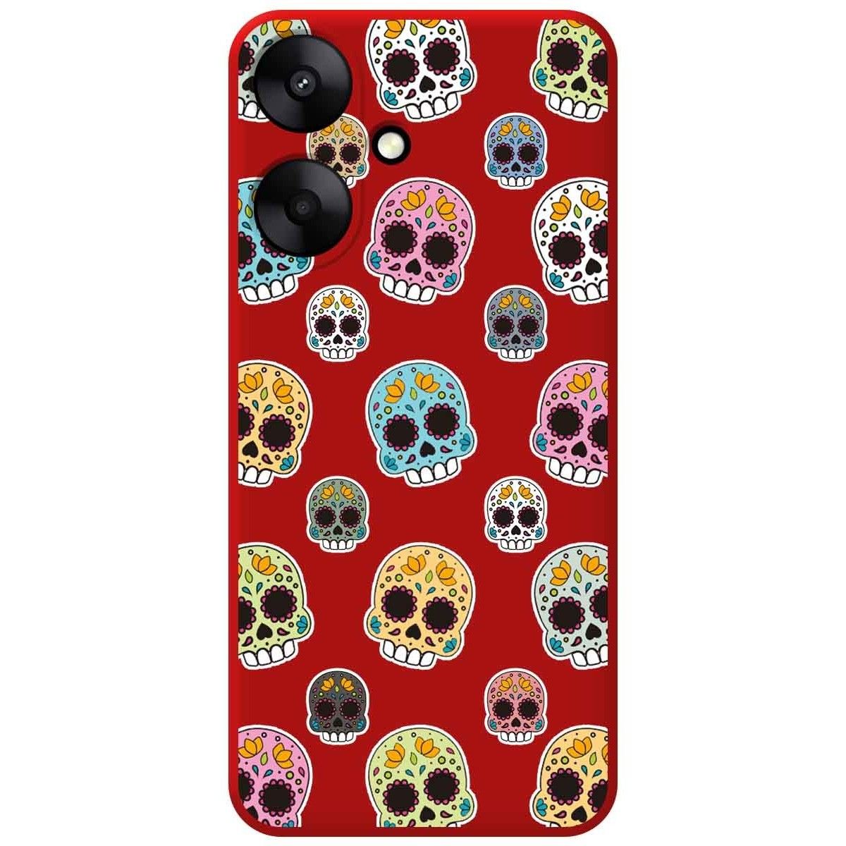 Funda Silicona Líquida Roja para Xiaomi Redmi 13C 5G diseño Catrina Dibujos