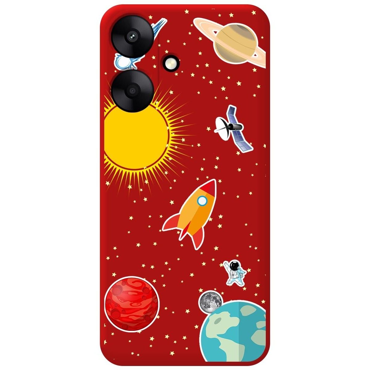 Funda Silicona Líquida Roja para Xiaomi Redmi 13C 5G diseño Espacio Dibujos