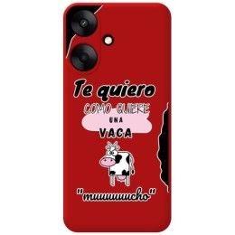 Funda Silicona Líquida Roja para Xiaomi Redmi 13C 5G diseño Vaca Dibujos