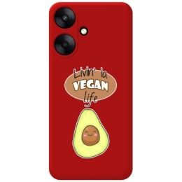 Funda Silicona Líquida Roja para Xiaomi Redmi 13C 5G diseño Vegan Life Dibujos