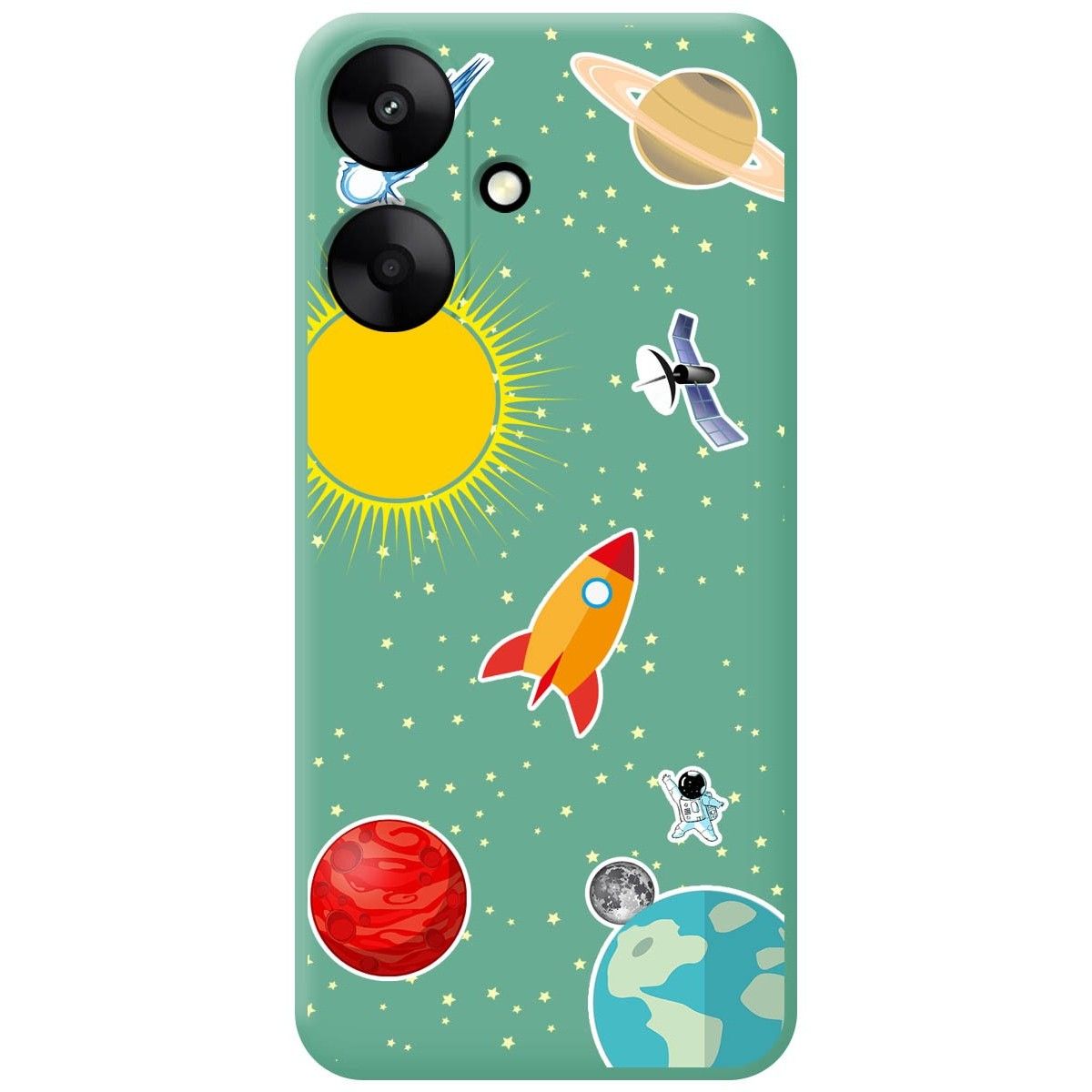 Funda Silicona Líquida Verde para Xiaomi Redmi 13C 5G diseño Espacio Dibujos