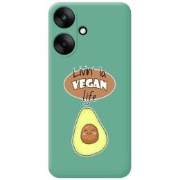 Funda Silicona Líquida Verde para Xiaomi Redmi 13C 5G diseño Vegan Life Dibujos