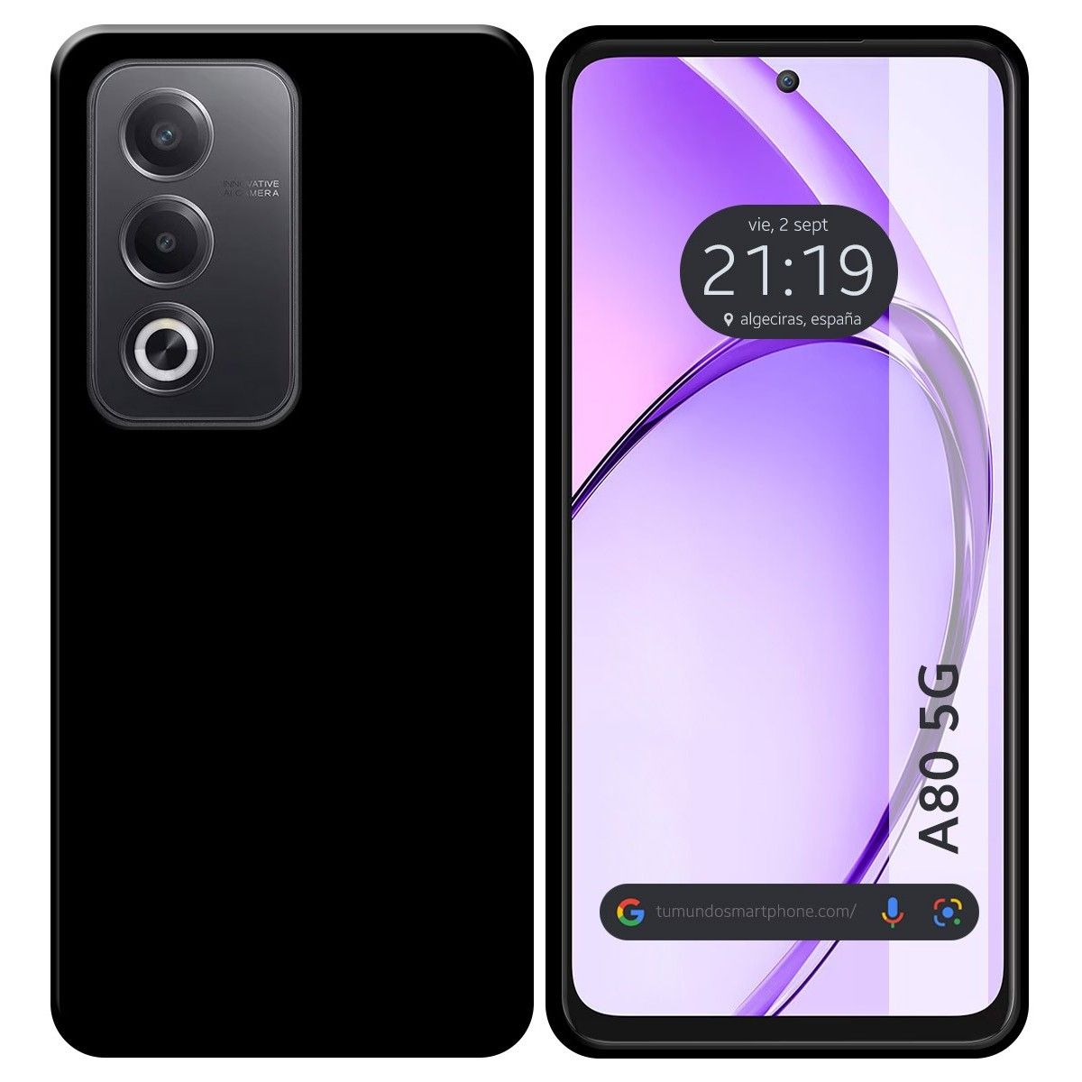 Funda Silicona Gel TPU Negra para Oppo A80 5G