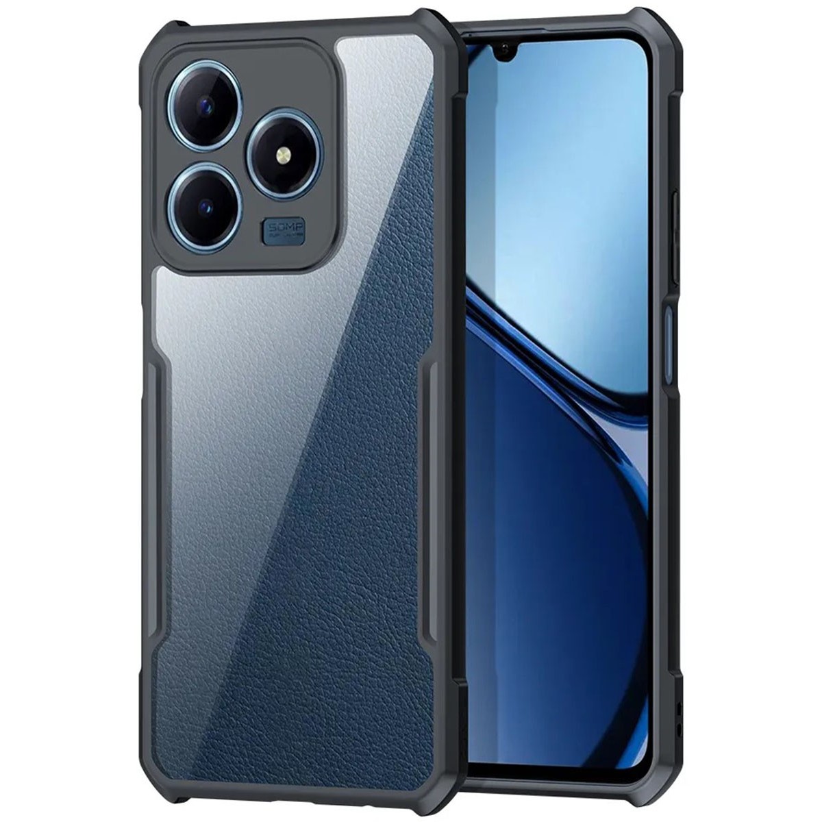 Funda Transparente Reforzada con Borde Negro para Realme C61 / C63 4G