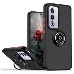 Funda Mate con Borde Negro y Anillo Giratorio 360 para Oppo A80 5G