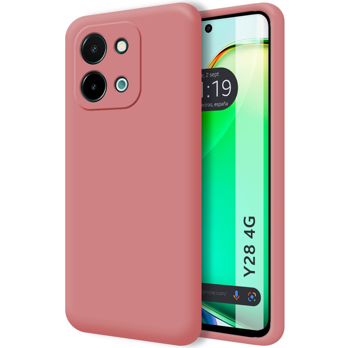 Funda Silicona Líquida Ultra Suave para Vivo Y28 4G color Rosa