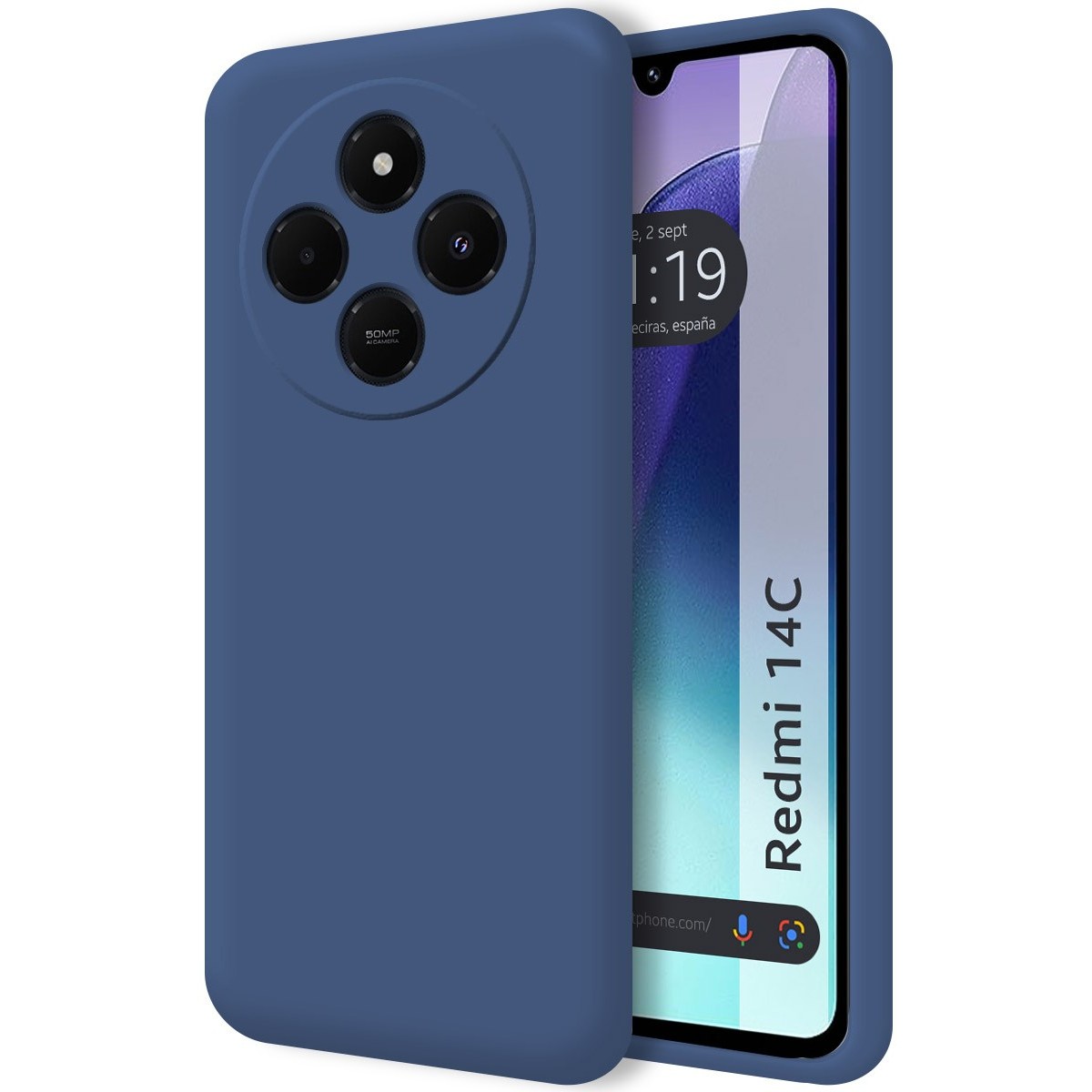 Funda Silicona Líquida Ultra Suave para Xiaomi Redmi 14C color Azul Oscuro