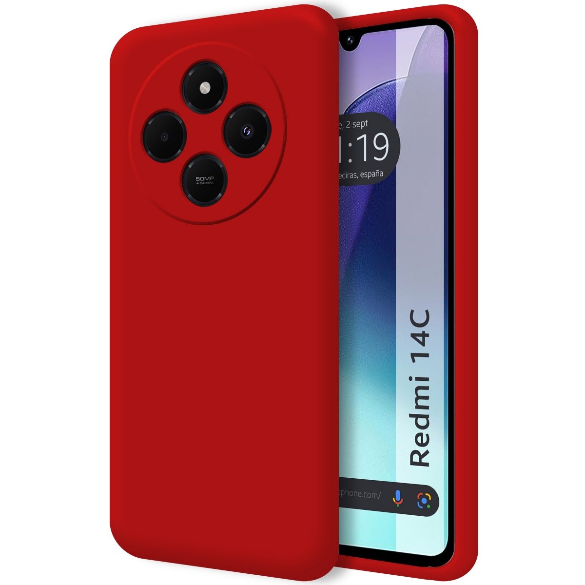 Funda Silicona Líquida Ultra Suave para Xiaomi Redmi 14C color Roja