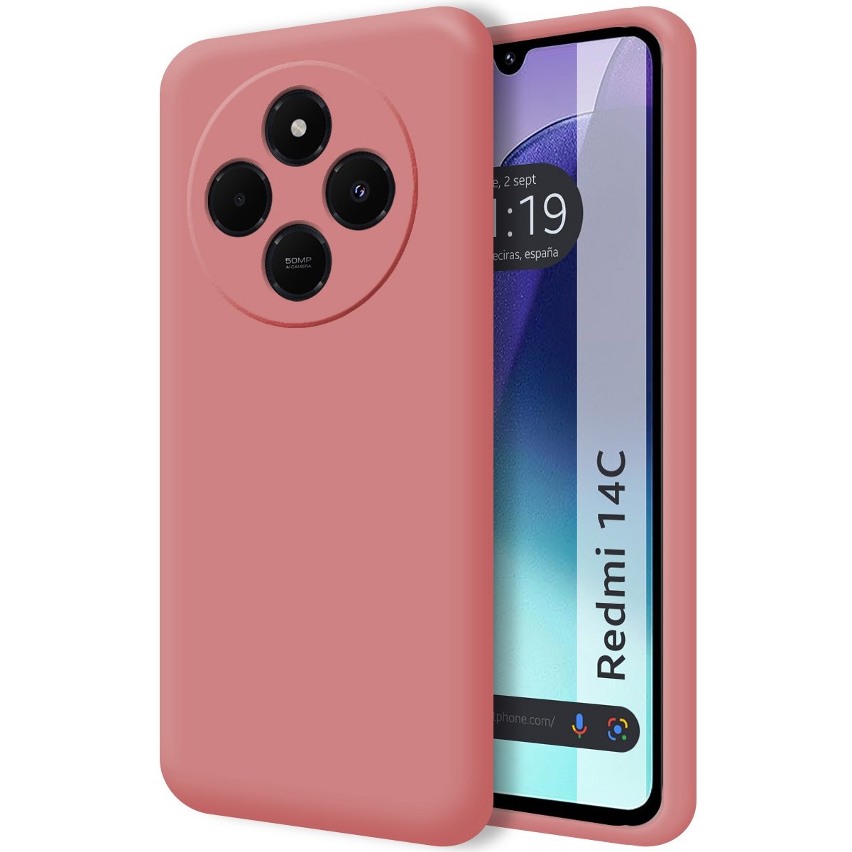 Funda Silicona Líquida Ultra Suave para Xiaomi Redmi 14C color Rosa