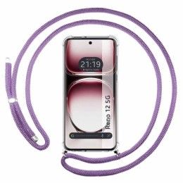 Funda Colgante Transparente para Oppo Reno 12 5G con Cordon Morado