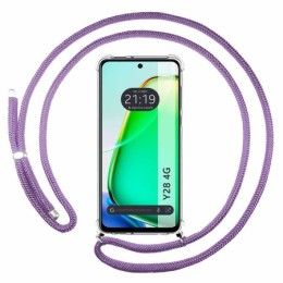 Funda Colgante Transparente para Vivo Y28 4G con Cordon Morado