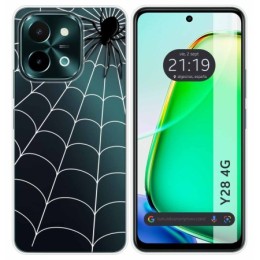 Funda Silicona Transparente para Vivo Y28 4G diseño Araña Dibujos