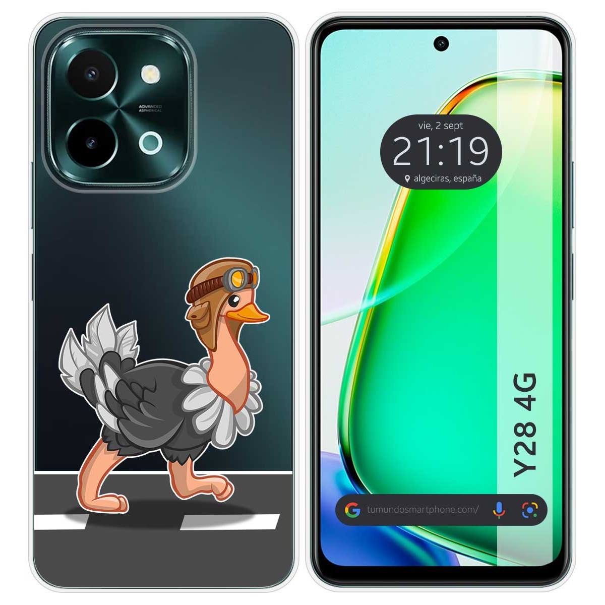 Funda Silicona Transparente para Vivo Y28 4G diseño Avestruz Dibujos