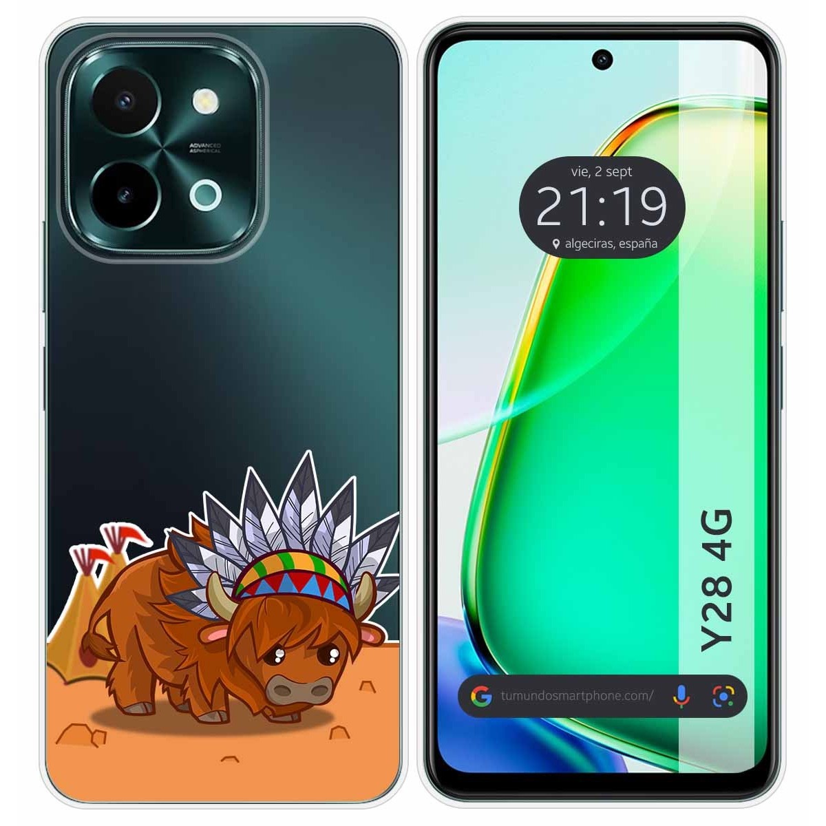 Funda Silicona Transparente para Vivo Y28 4G diseño Bufalo Dibujos