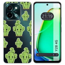 Funda Silicona Transparente para Vivo Y28 4G diseño Cactus Dibujos