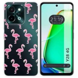 Funda Silicona Transparente para Vivo Y28 4G diseño Flamenco Dibujos